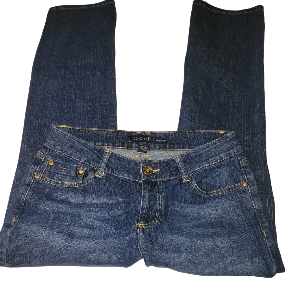 Eckored Dark Blue Wash Straight Leg Denim Jeans W5 L28